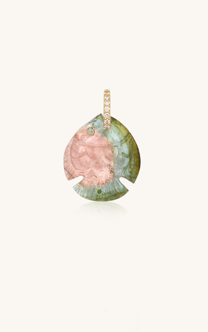 Tourmaline fish pendant small