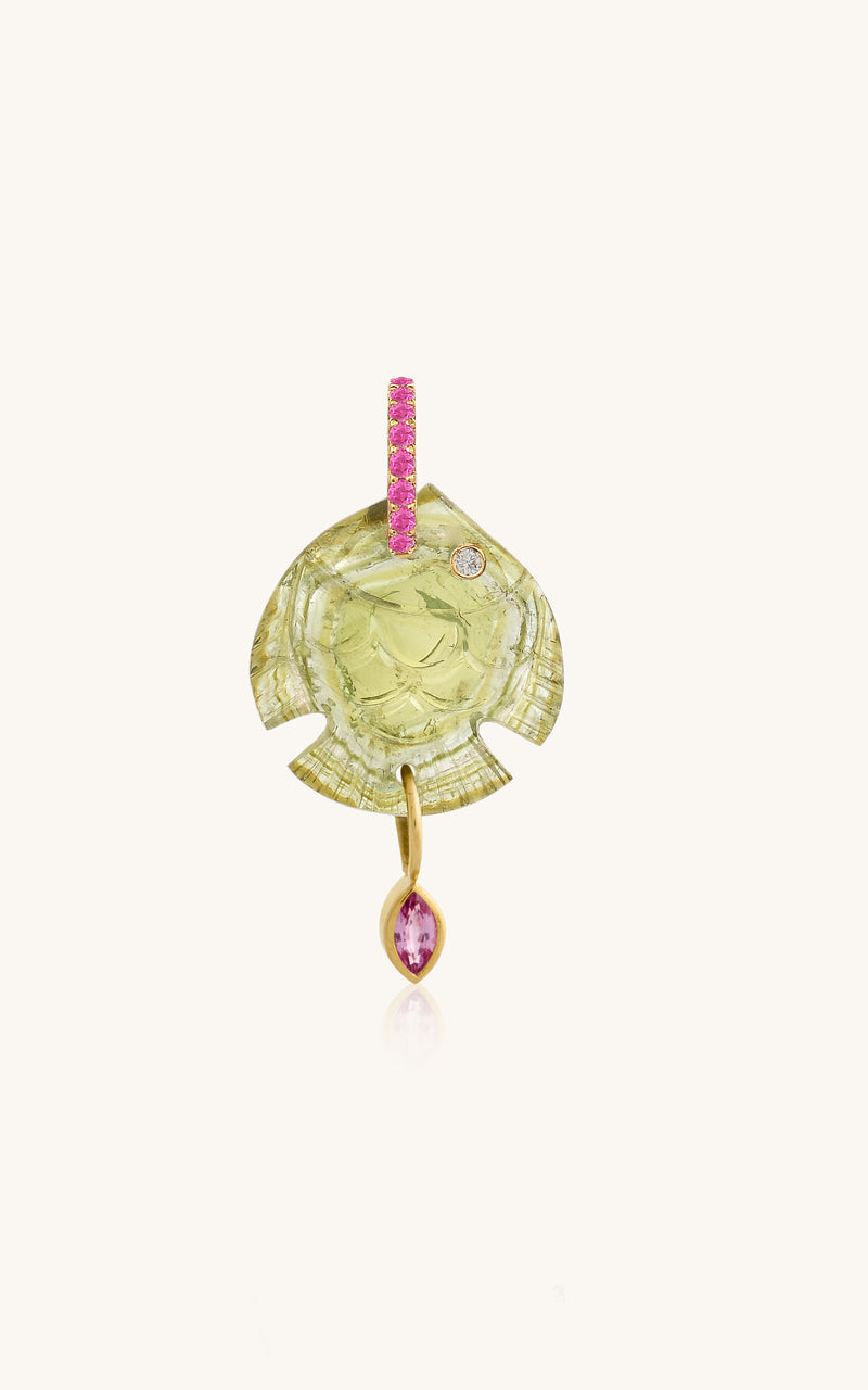 Tourmaline fish pendant small