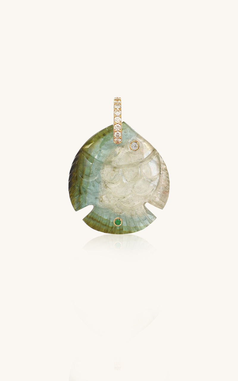 Tourmaline fish pendant small