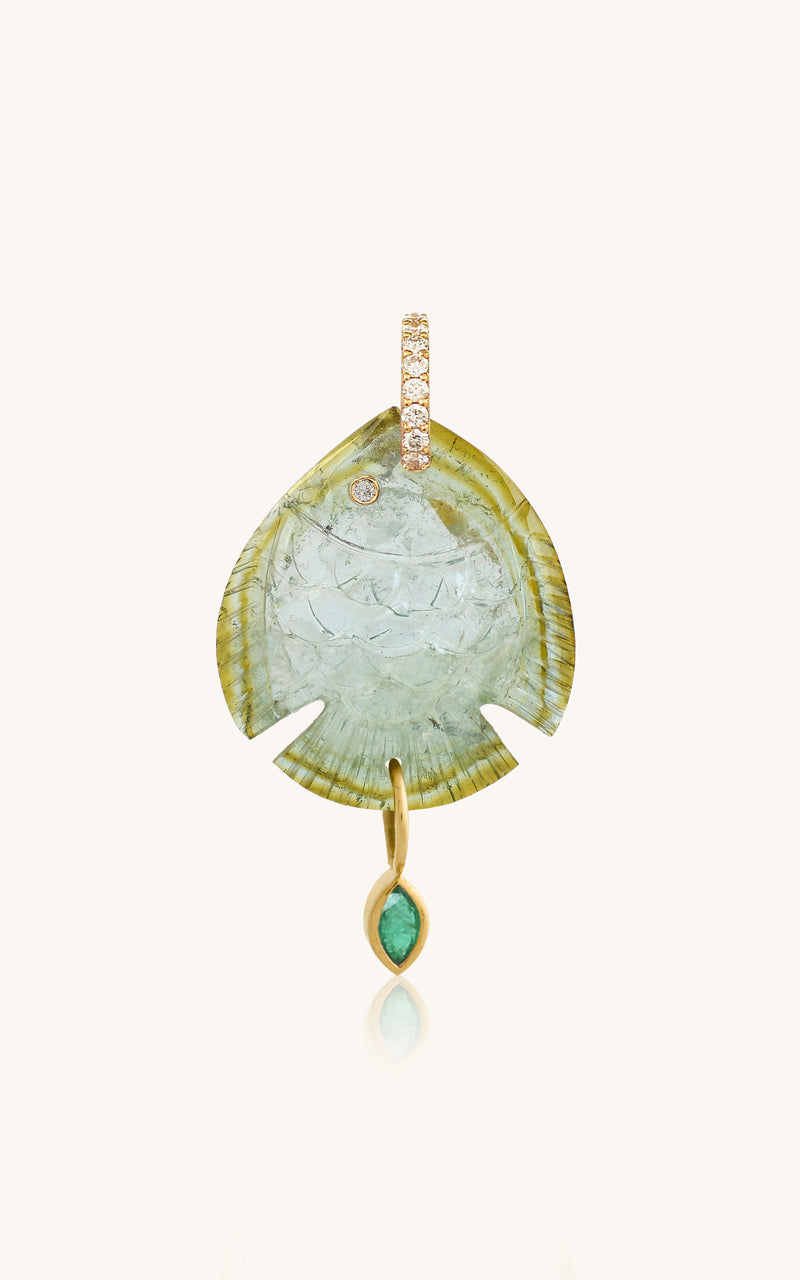 Tourmaline fish pendant