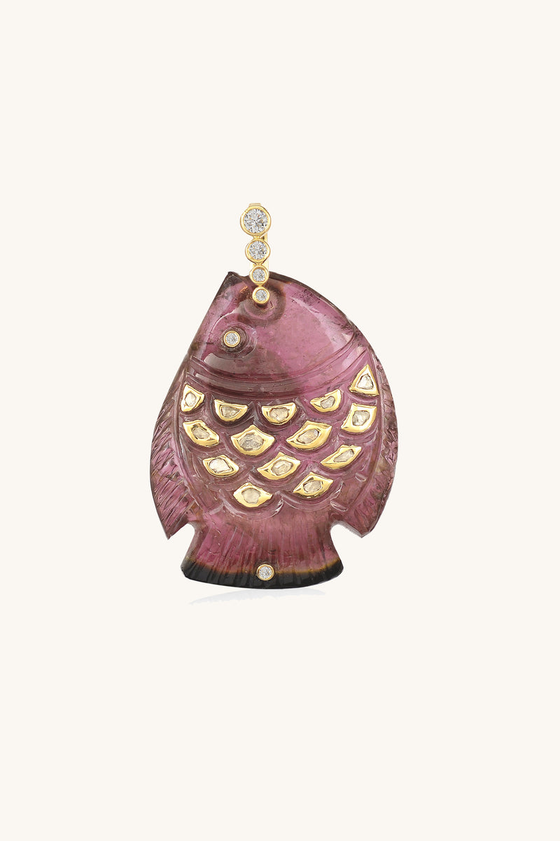 Polki tourmaline fish charm