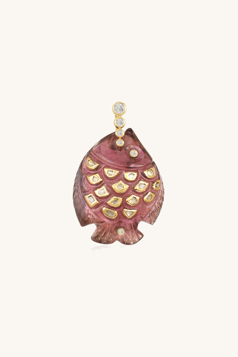 Polki tourmaline fish charm