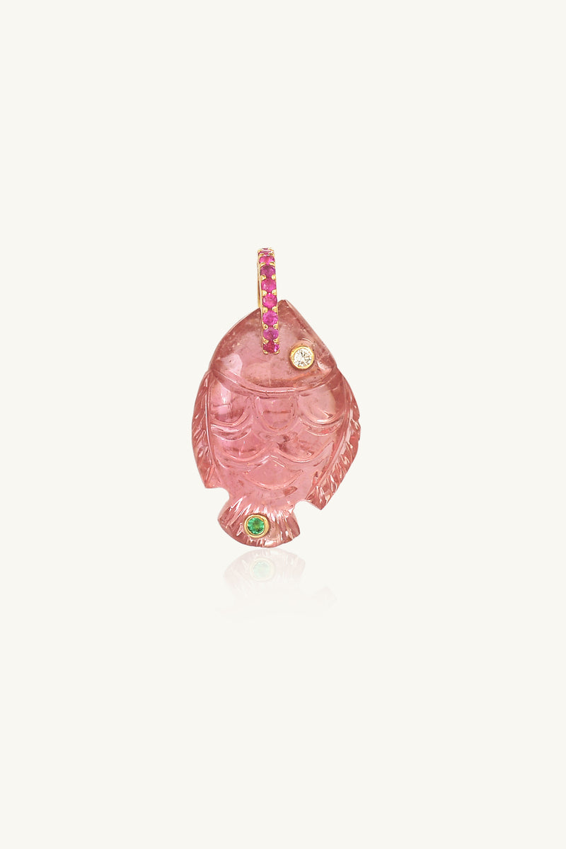 Tourmaline fish pendant small